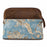 Women's Printed Brown Leather Zippered Makeup Cosmetic Bag 18ZipperedCosmetic