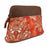 Women's Printed Brown Leather Zippered Makeup Cosmetic Bag 18ZipperedCosmetic