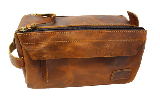 Men's Travel Toiletry Organizer Shaving Dopp Kit Leather Bag 18Dopp