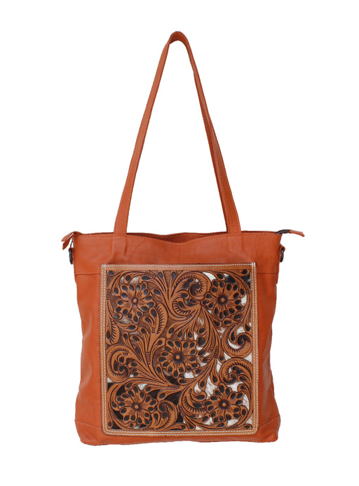 Women's Western Pebbled Filigree Tooled Cowhide Leather Concealed Carry Crossbody Bag Purse 18FKH31