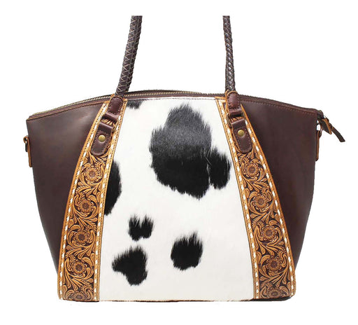 Women's Western Cowhide Floral Hand-Tooled Leather Purse Handbag Tote 18FKH40