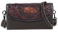 Women's Western Tooled Pebbled Leather Crossbody Wallet Clutch