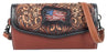 Women's Western Tooled Pebbled Leather Crossbody Wallet Clutch