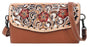 Women's Western Tooled Pebbled Leather Crossbody Wallet Clutch