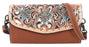 Women's Western Tooled Pebbled Leather Crossbody Wallet Clutch