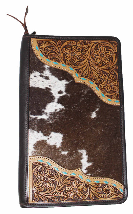 Women's Western Cowhide Floral Hand-Tooled Leather Travel Jewelry 18FKJewelryCase
