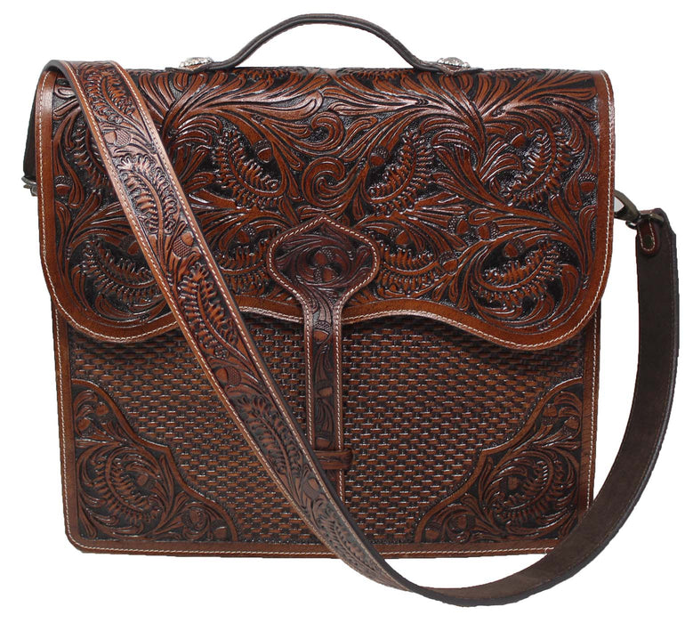 Laptop Western Tooled Genuine Leather Business art Binder Portfolio Padfolio Bag 18FKMPortfolio