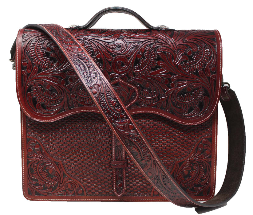 Laptop Western Tooled Genuine Leather Business art Binder Portfolio Padfolio Bag 18FKMPortfolio