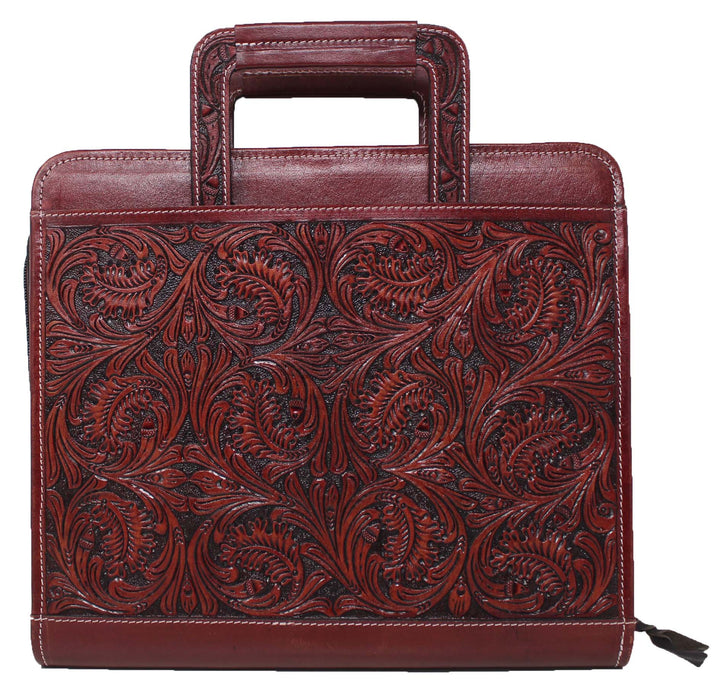 Laptop Western Tooled Genuine Leather Business art Binder Portfolio Padfolio Bag 18FKMPortfolio