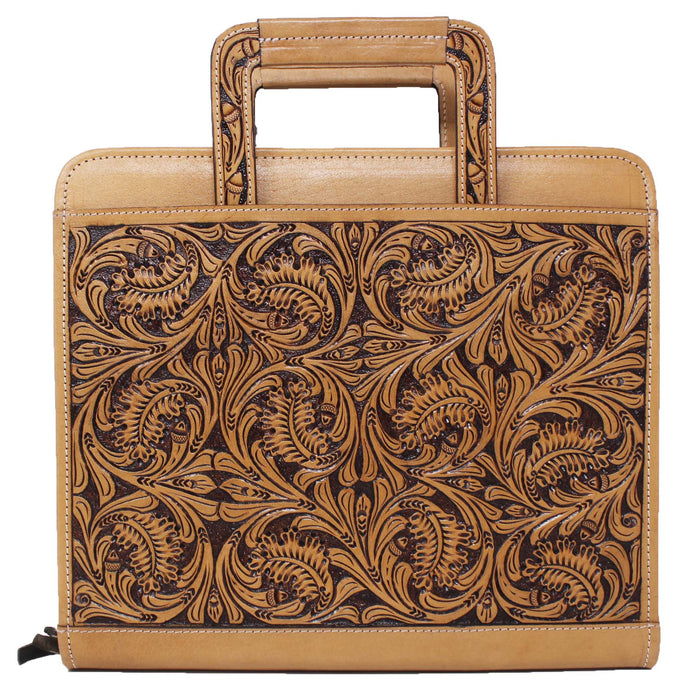 Laptop Western Tooled Genuine Leather Business art Binder Portfolio Padfolio Bag 18FKMPortfolio