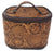 Women's Western Antique Floral Basket Cowhide Tooled Leather Cosmetic Travel Train Bag 18Train