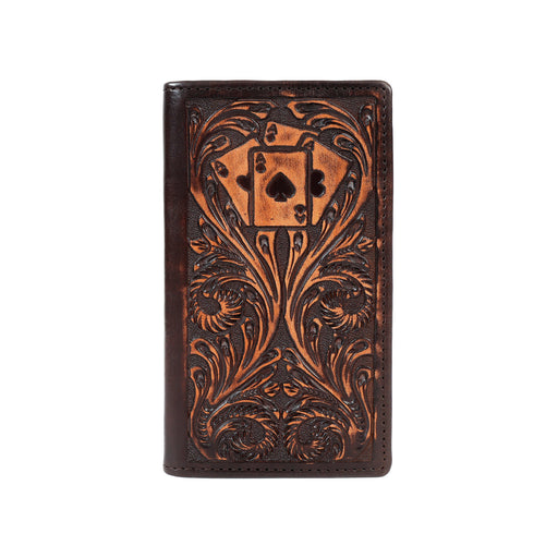 Challenger Men’s Rodeo Leather Wallet Long Handcrafted Embossed Card Design Slim Brown 18FKW101R