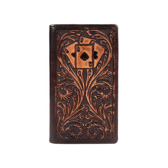 Challenger Men’s Rodeo Leather Wallet Long Handcrafted Embossed Card Design Slim Brown 18FKW101R