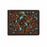 Challenger Men’s Bifold Leather Wallet Handcrafted Floral Embossed Slim Compact Turquoise Brown 18FKW102B