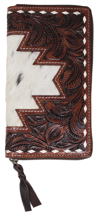 Women's Western Tooled Leather Zippered Wallet Clutch Christmas Gift 18FKClutchZipper