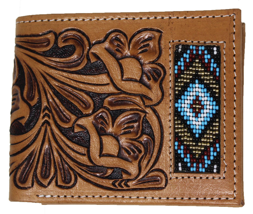 Men's Western Bifold Wallet Handcrafted Floral Tooled Leather 18FKBifold
