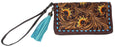 Women's Western Tooled Leather Zippered Wallet Clutch Christmas Gift 18FKClutchZipper