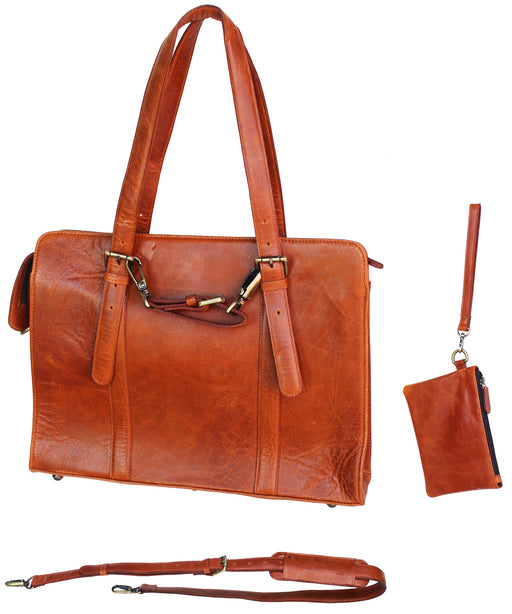 Leather Lightweight Messenger Crossbody Portfolio Laptop Shoulder Bag 18J02TN