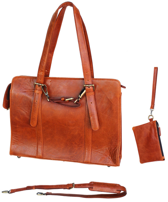 Leather Lightweight Messenger Crossbody Portfolio Laptop Shoulder Bag 18J02TN