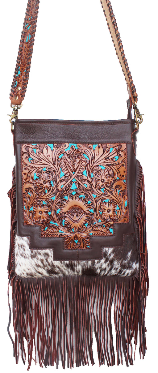 Women's Western Cowhide Leather Concealed Carry Crossbody Bag Purse 18JQH02