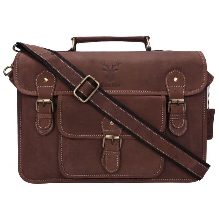 Genuine Leather Expandable Portfolio Messenger Shoulder Bag Brief Case 18MB212