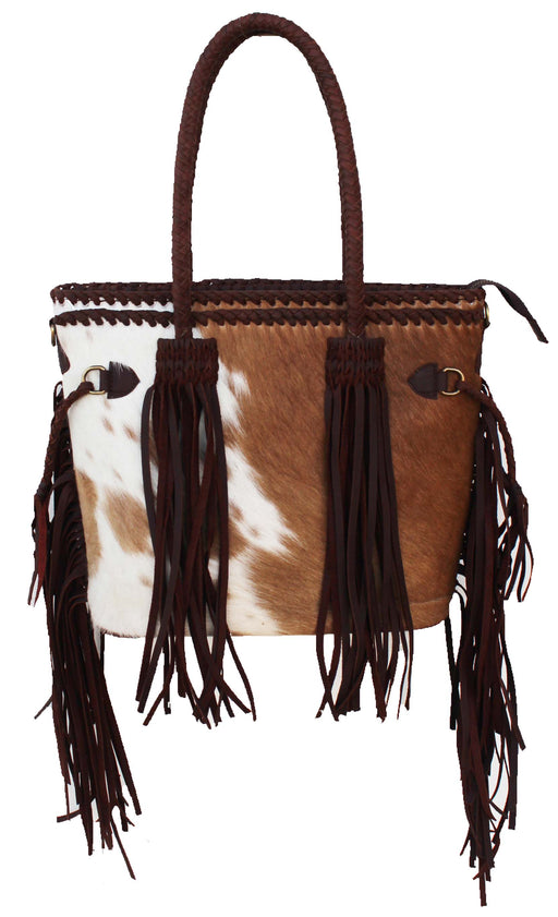 Women's Cowhide Western Braided Leather Shoulder Purse Handbag Fringe 18RAH01