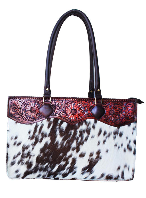 Women's Western Cowhide Floral Tooled Leather Shoulder Handbag Tote 18RAH22