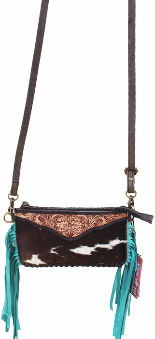 Women's Cowhide Western Floral Tooled Leather Crossbody Shoulder Bag 18RAH29TR