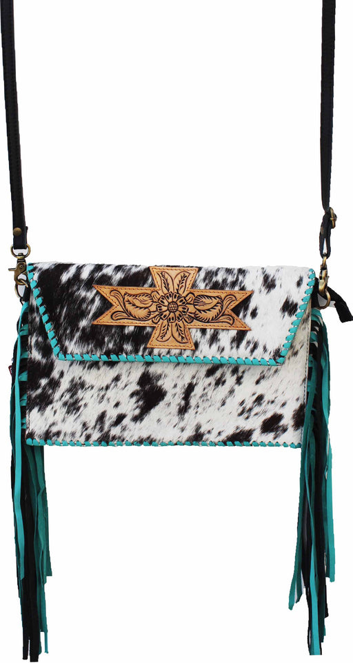 Cowhide & Leather Crossbody Bag Floral Tooled Leather Cow Shoulder 18RAH32TR