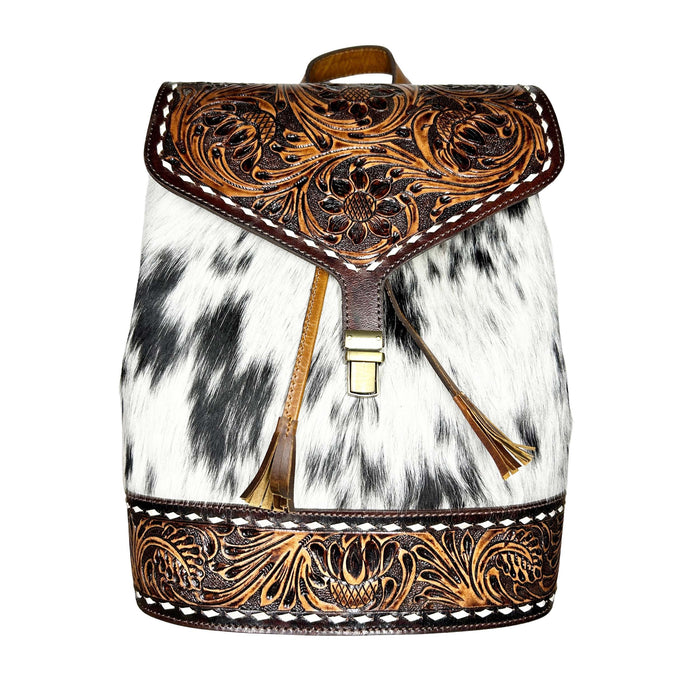 Western Cowhide Antique Floral Tooled Genuine Leather Shoulder Travel Bag 18RSB01