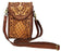 Women's Western Floral Tooled Brown Laced Leather Wallet Crossbody Bag 18RSH16