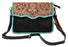 Women's Western Floral Black Embossed Turquoise Laced Leather Crossbody Shoulder Bag 18RSH25