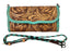 Women's Western Floral Tooled Turquoise Laced Leather Wallet Crossbody Bag 18RSH36
