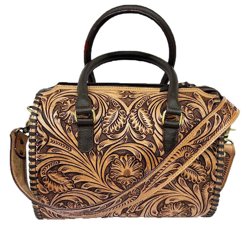 Challenger Canyon Rose Trail Tooled Floral Western Barrel Bag Purse w/ Removable Strap 18RSH98