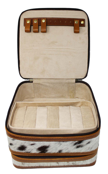 Women's Western Handcrafted Floral Tooled Jewelry Travel Case Box 18RSJ