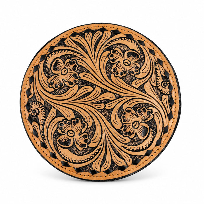 Women's Western Handcrafted Deluxe Floral Tooled Cowhide Dual Jewelry Cosmetic Organizer Travel Case Box 18RSJ