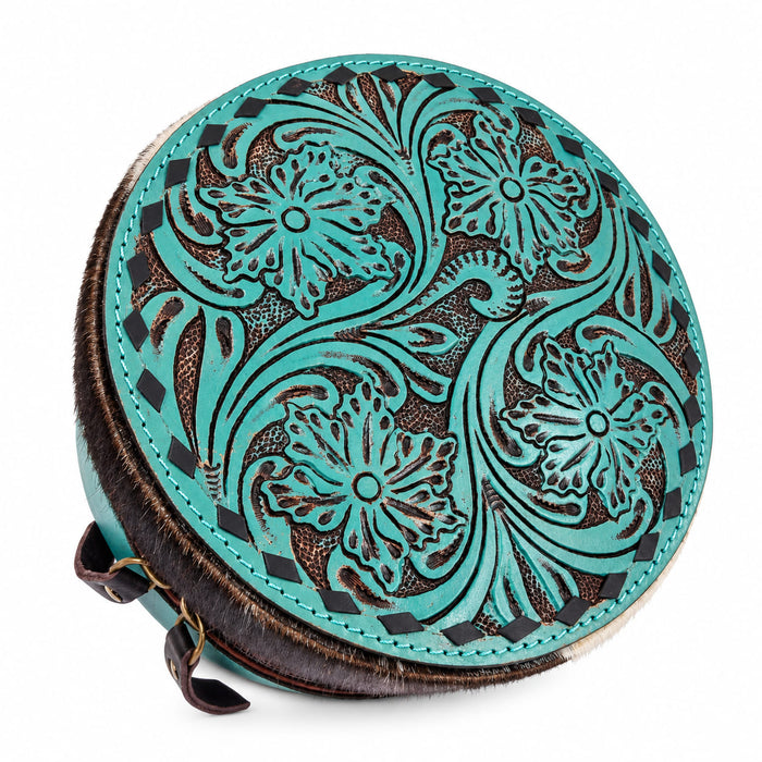 Women's Western Handcrafted Deluxe Floral Tooled Cowhide Dual Jewelry Cosmetic Organizer Travel Case Box 18RSJ