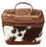 Women's Western Antique Floral Basket Cowhide Tooled Leather Cosmetic Travel Train Bag 18Train