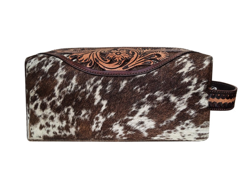 Women's Western Handcrafted Deluxe Floral Tooled Cowhide Dual Jewelry Cosmetic Organizer Travel Case Box 18RST04