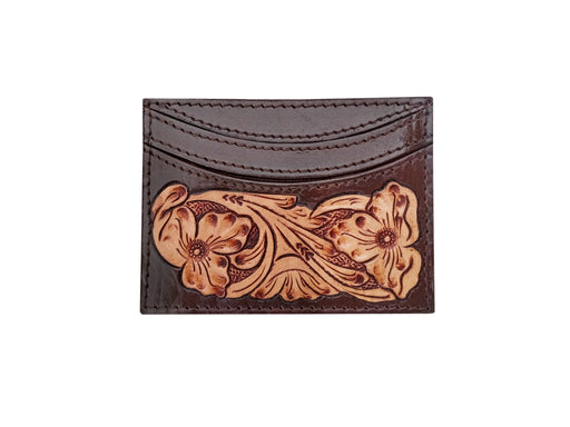 Western Leather Antique Floral Tooled Handcrafted Front Pocket Slim Wallet 18RSW012