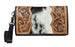 Women's Western Cowhide Floral Tooled Leather Zippered Wallet Clutch 18RSW015