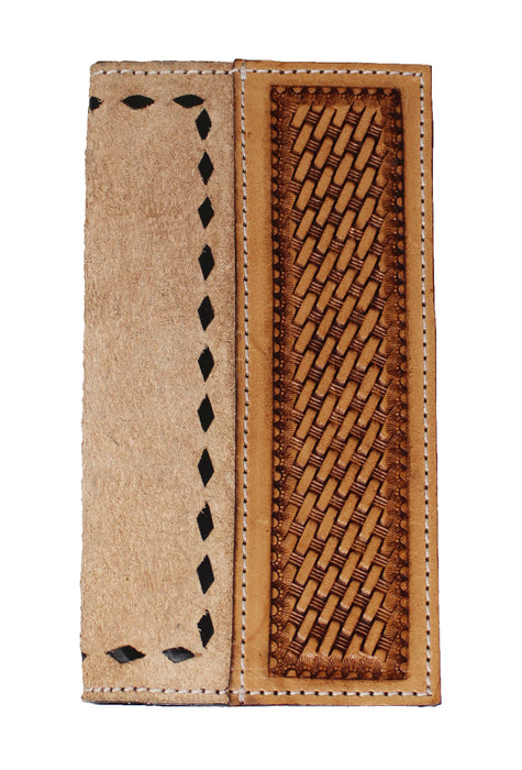 Men's Western Basket Weave Tooled Leather Beaded Rodeo Wallet 18RSW-Rodeo