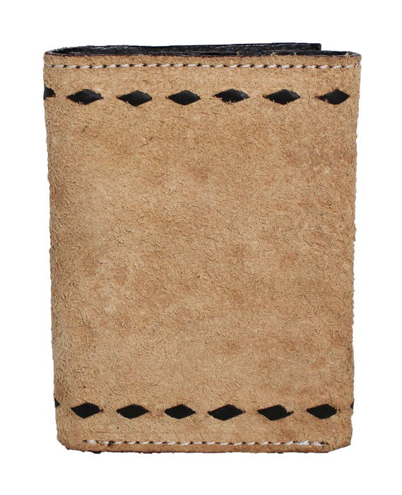 Men's Western Tooled Leather Beaded Floral Tri-Fold Wallet 18RSW-Trifold