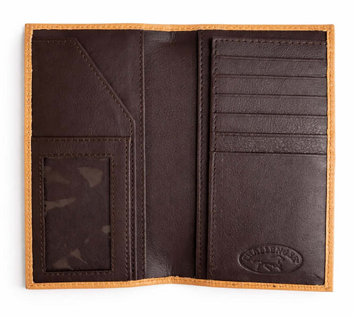 Challenger Western Rodeo Wallet – Ace’s Edge Antique Basket Weave with Four Aces Design, Brown Leather Trim 18RSW138R