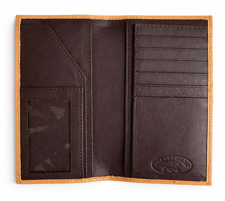 Challenger Western Rodeo Wallet – Ace’s Edge Antique Basket Weave with Four Aces Design, Brown Leather Trim 18RSW138R