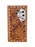 Challenger Western Rodeo Wallet – Texas Pride Floral Tooled Leather with Hand Painted Texas Flag Design