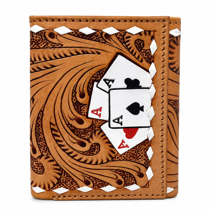 Men's Western Tooled Leather Tri-Fold Wallet 18RSW-TrifoldTooled