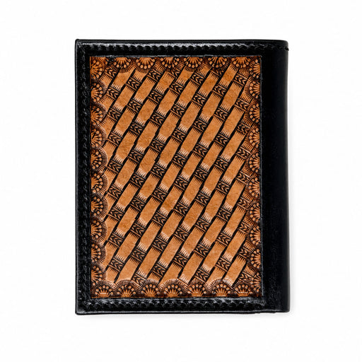 Challenger Western Bi-Fold Wallet – High Stakes Floral Tooled Leather with Aces Poker Design 18RSW501B