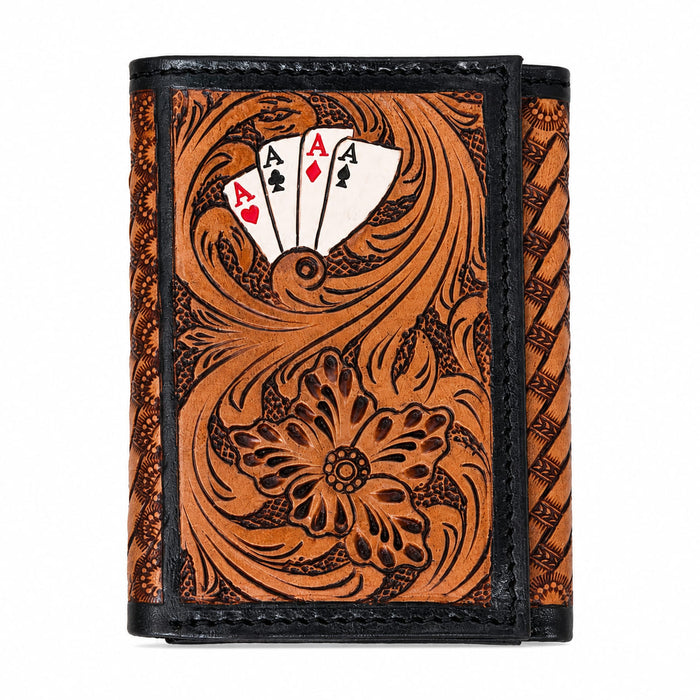 Men's Western Tooled Leather Tri-Fold Wallet 18RSW-TrifoldTooled