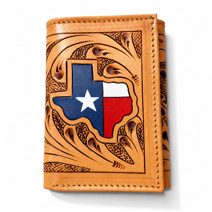 Men's Western Tooled Leather Tri-Fold Wallet 18RSW-TrifoldTooled